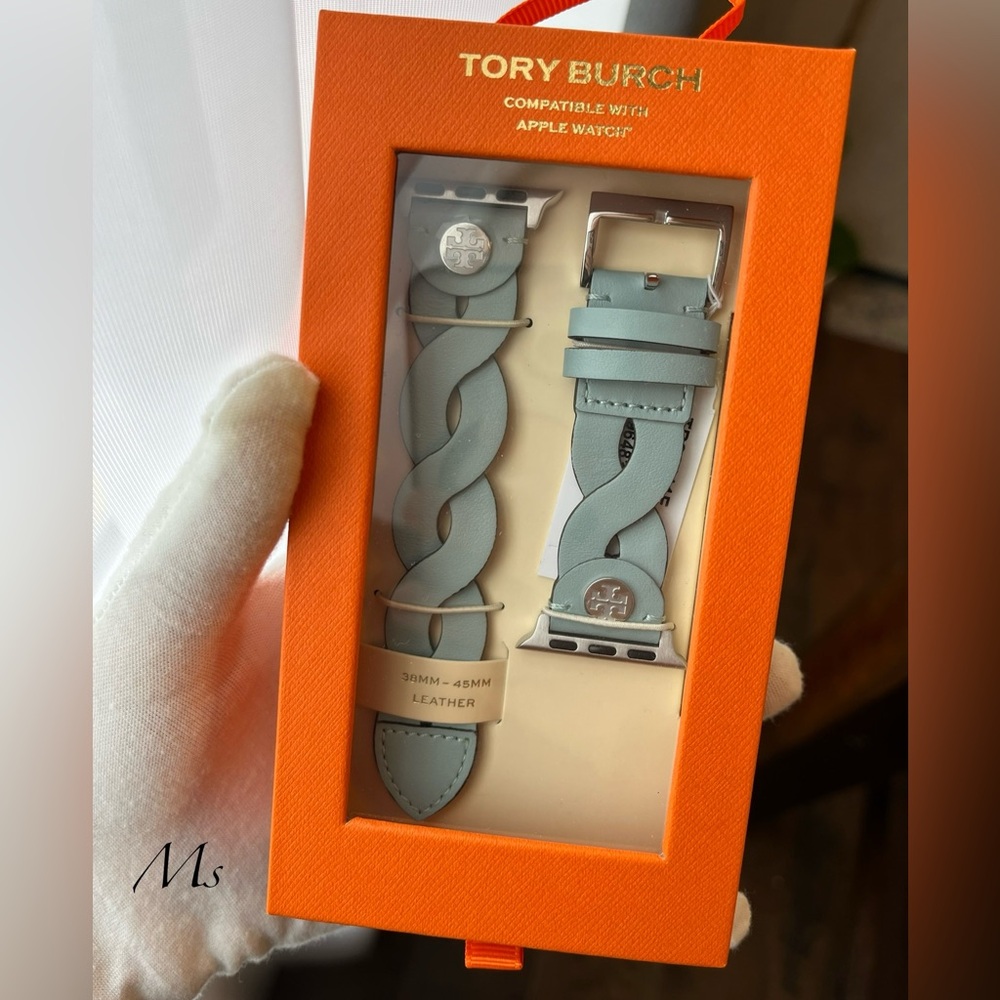 Tory Burch Blue Braided Leather Band for Apple Watch